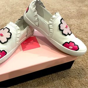 Kate Spade Lima White Leather Slip On Sneakers 6.5M